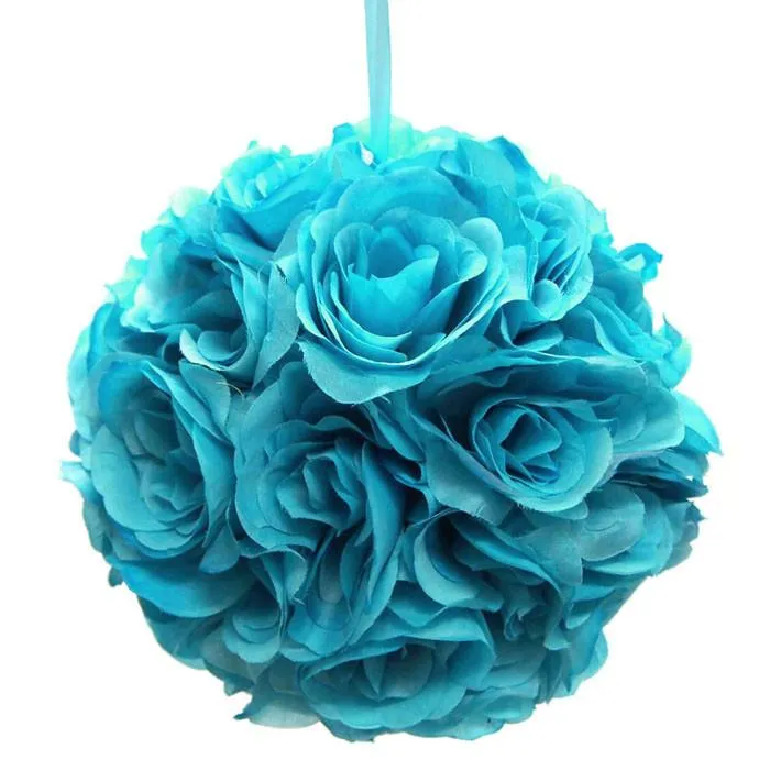 Silk Flower Kissing Ball Hanging Loop Centerpiece Decor, 10-inch