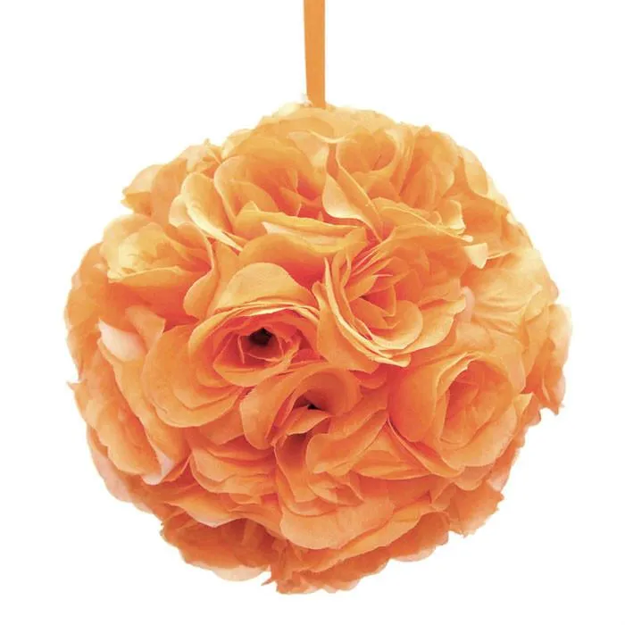 Silk Flower Kissing Ball Hanging Loop Centerpiece Decor, 10-inch