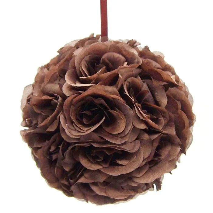 Silk Flower Kissing Ball Hanging Loop Centerpiece Decor, 10-inch
