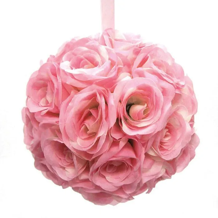 Silk Flower Kissing Ball Hanging Loop Centerpiece Decor, 10-inch