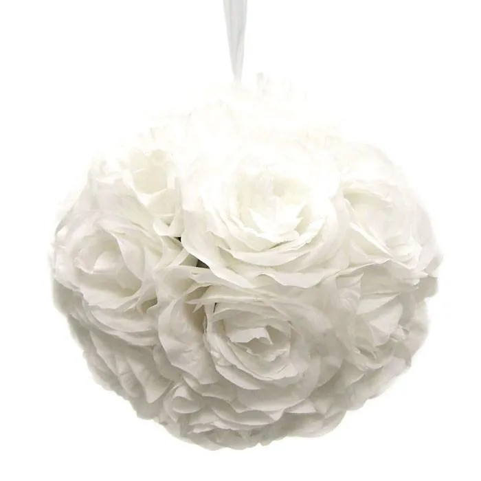 Silk Flower Kissing Ball Hanging Loop Centerpiece Decor, 10-inch