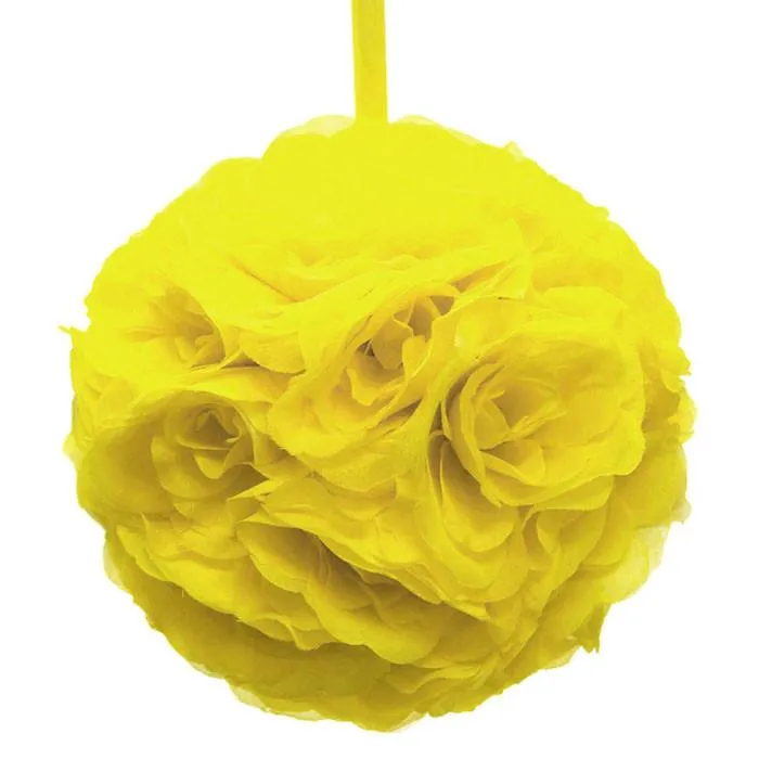 Silk Flower Kissing Ball Hanging Loop Centerpiece Decor, 10-inch