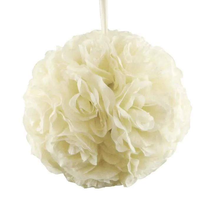 Silk Flower Kissing Ball Hanging Loop Centerpiece Decor, 10-inch