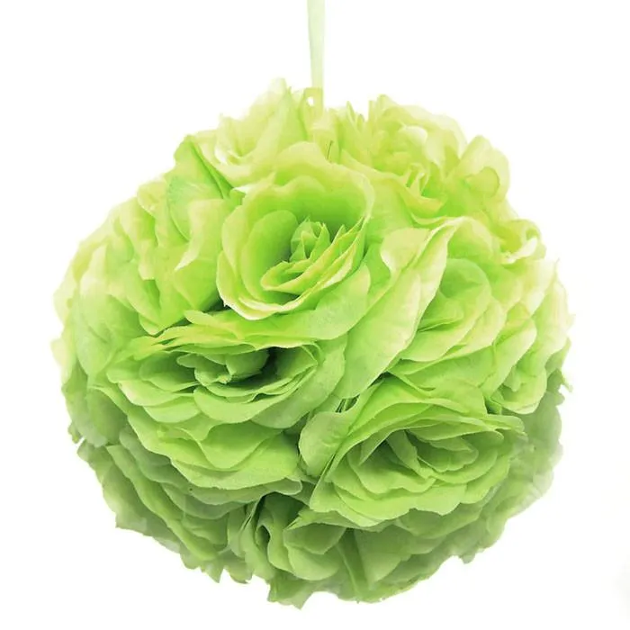 Silk Flower Kissing Ball Hanging Loop Centerpiece Decor, 10-inch