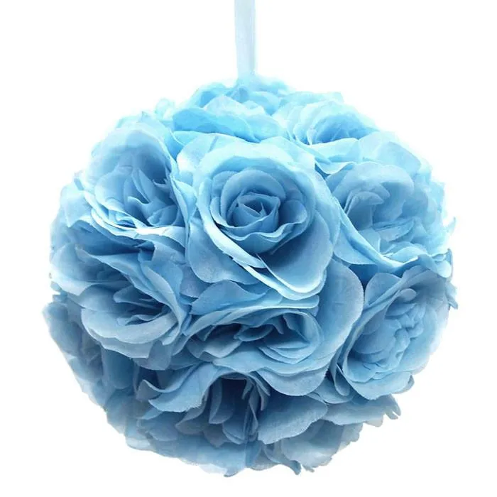 Silk Flower Kissing Ball Hanging Loop Centerpiece Decor, 10-inch