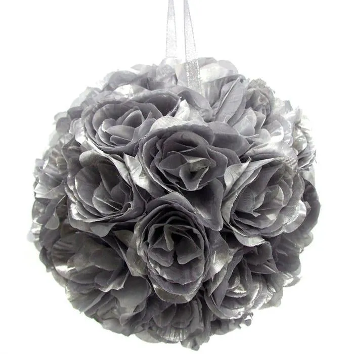 Silk Flower Kissing Ball Hanging Loop Centerpiece Decor, 10-inch