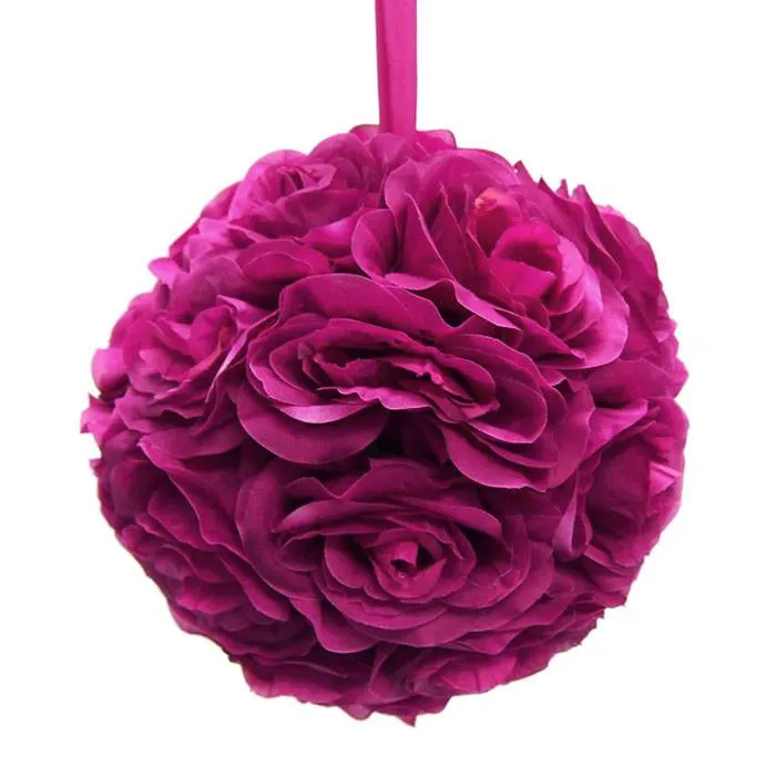 Silk Flower Kissing Ball Hanging Loop Centerpiece Decor, 10-inch