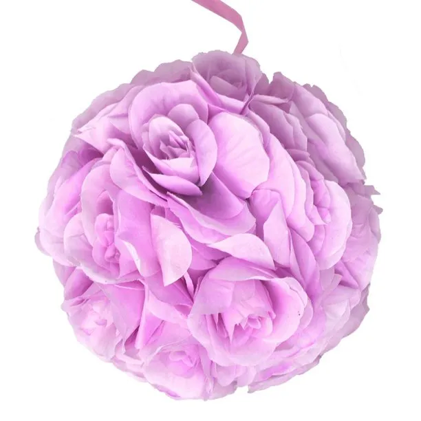 Silk Flower Kissing Ball Hanging Loop Centerpiece Decor, 10-inch