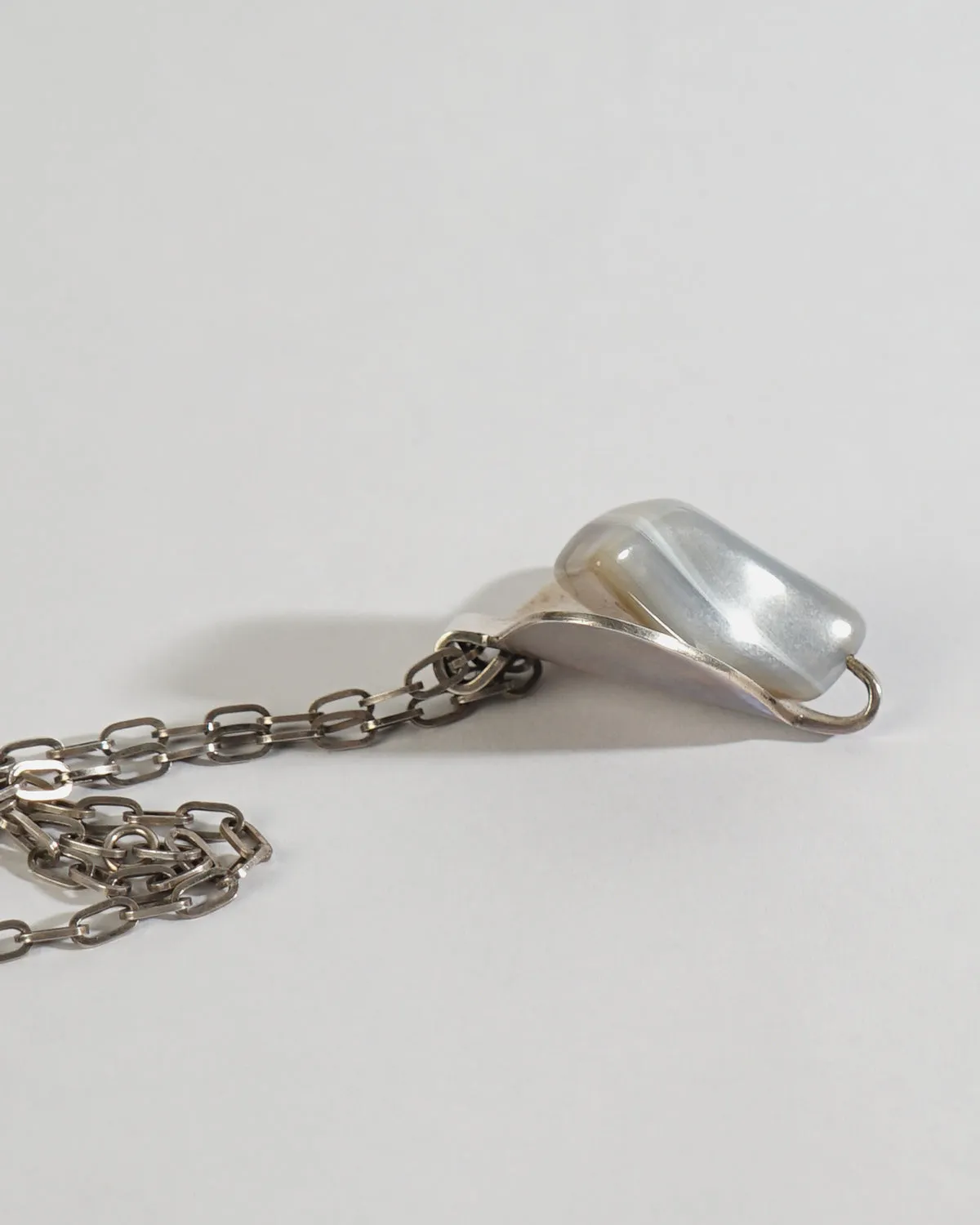 Silver Agate stone Charm Pendant
