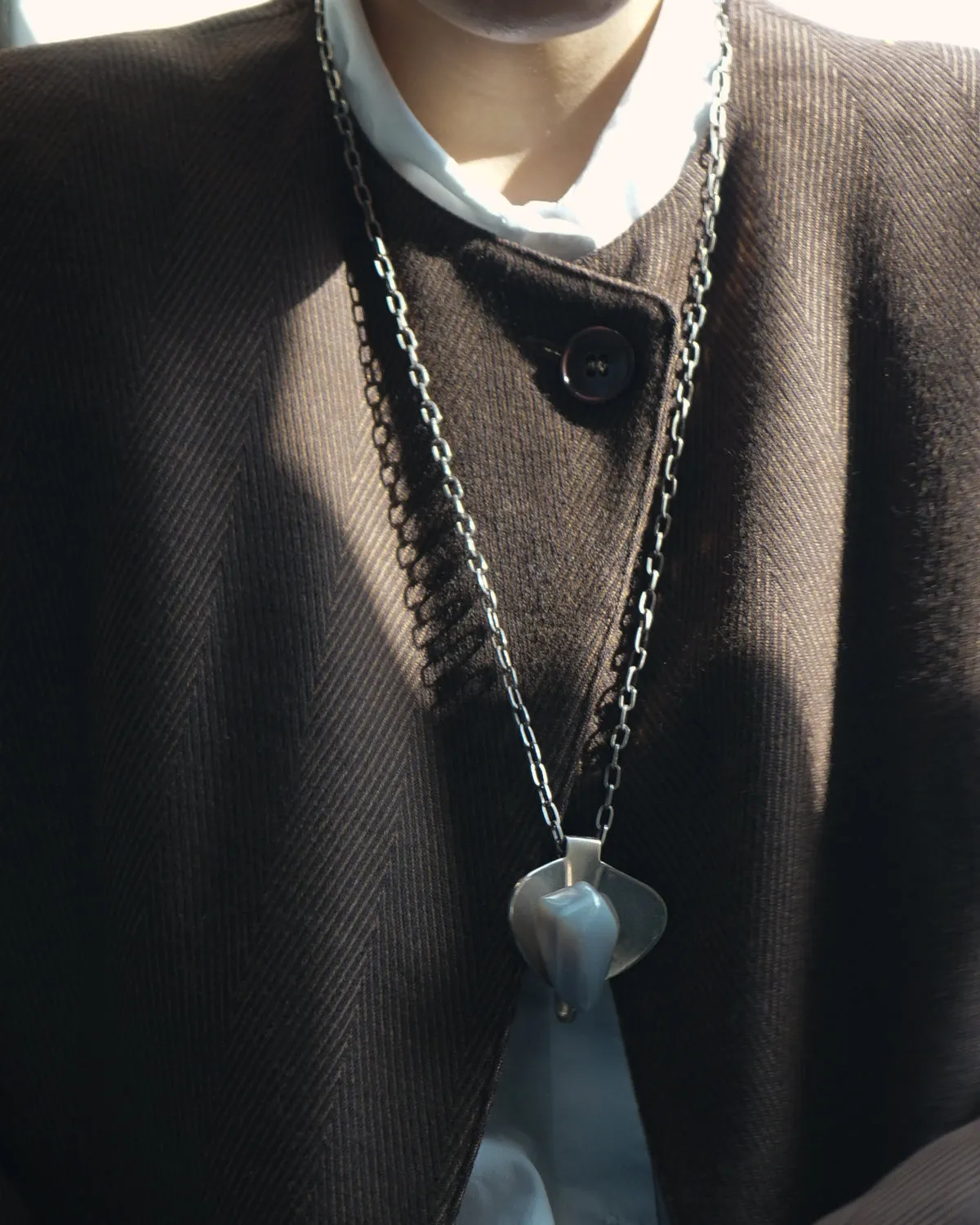 Silver Agate stone Charm Pendant
