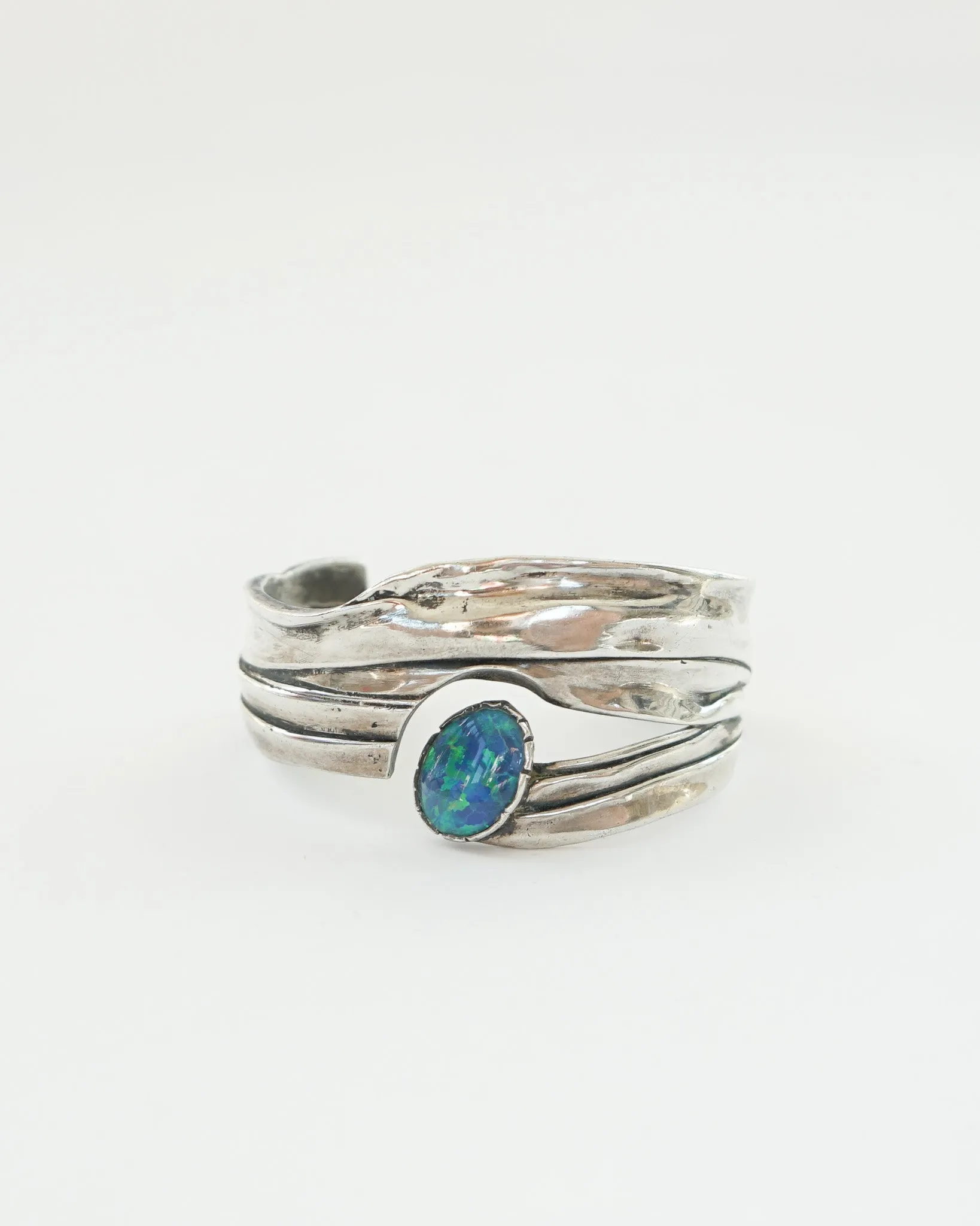 Silver Cuff Bracelet w/ Natural Stone