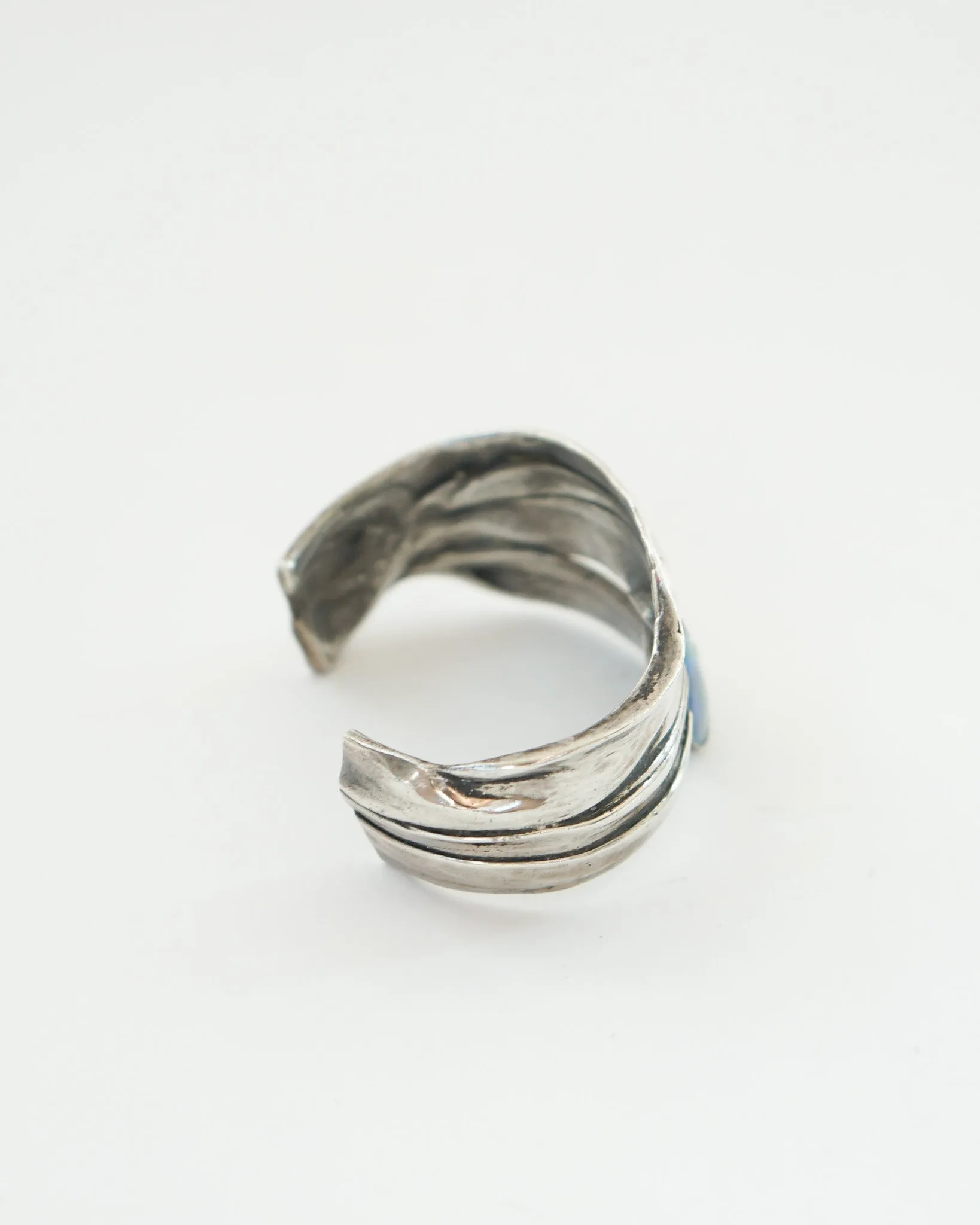 Silver Cuff Bracelet w/ Natural Stone