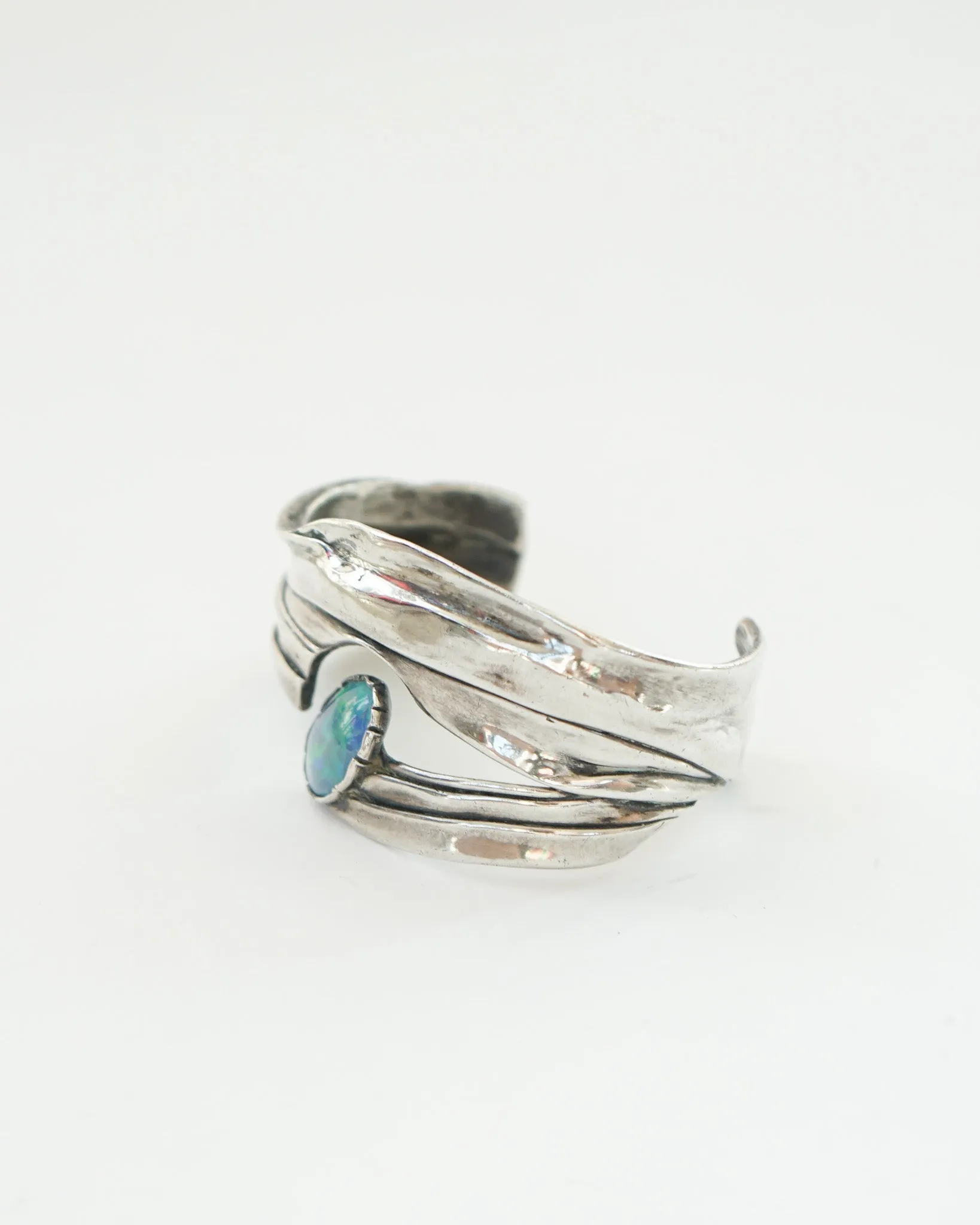 Silver Cuff Bracelet w/ Natural Stone