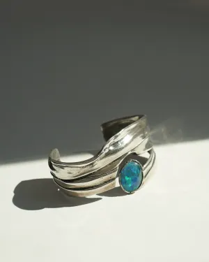 Silver Cuff Bracelet w/ Natural Stone