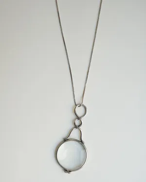 Silver Necklace w/ Magnifying Glass Charm