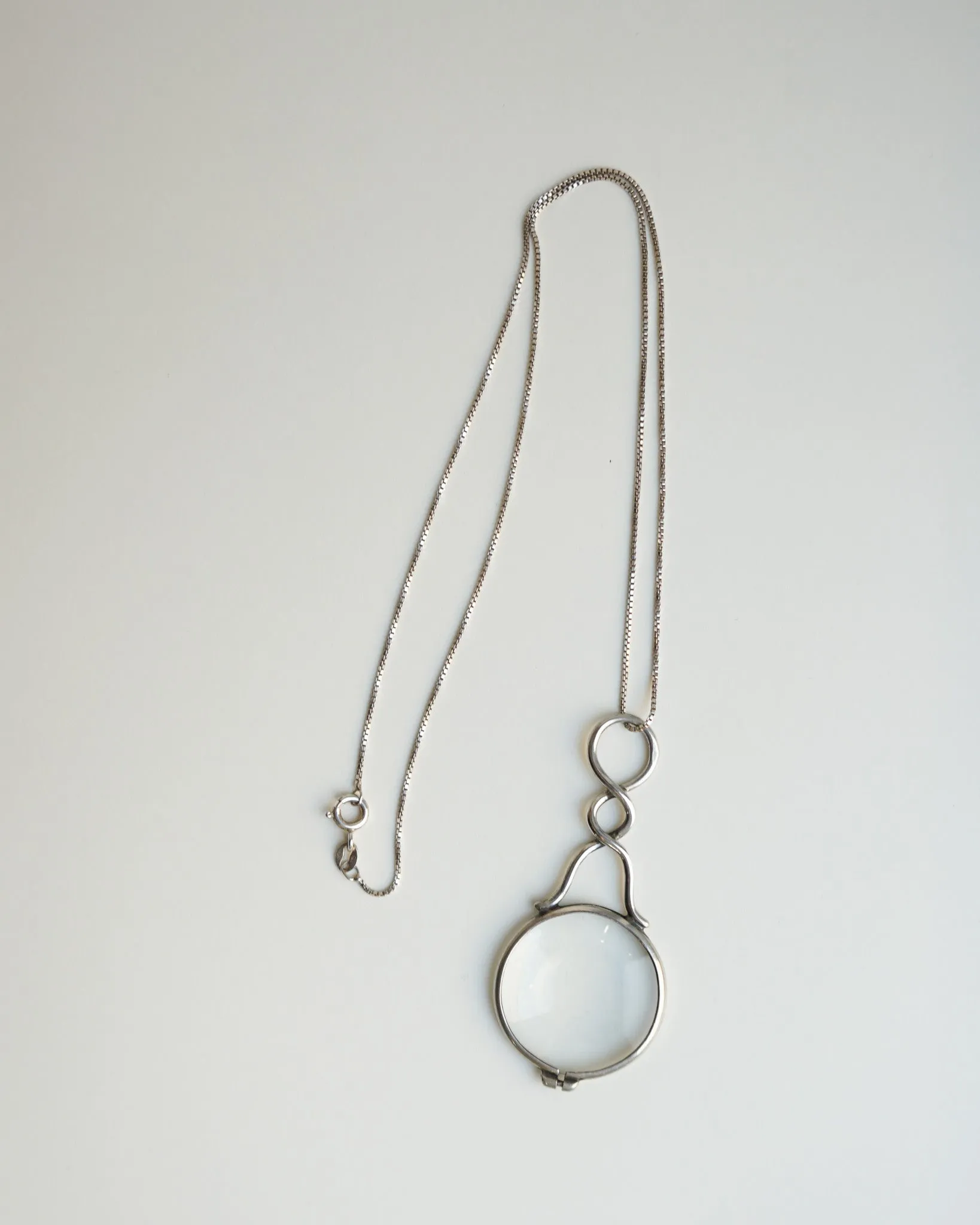 Silver Necklace w/ Magnifying Glass Charm