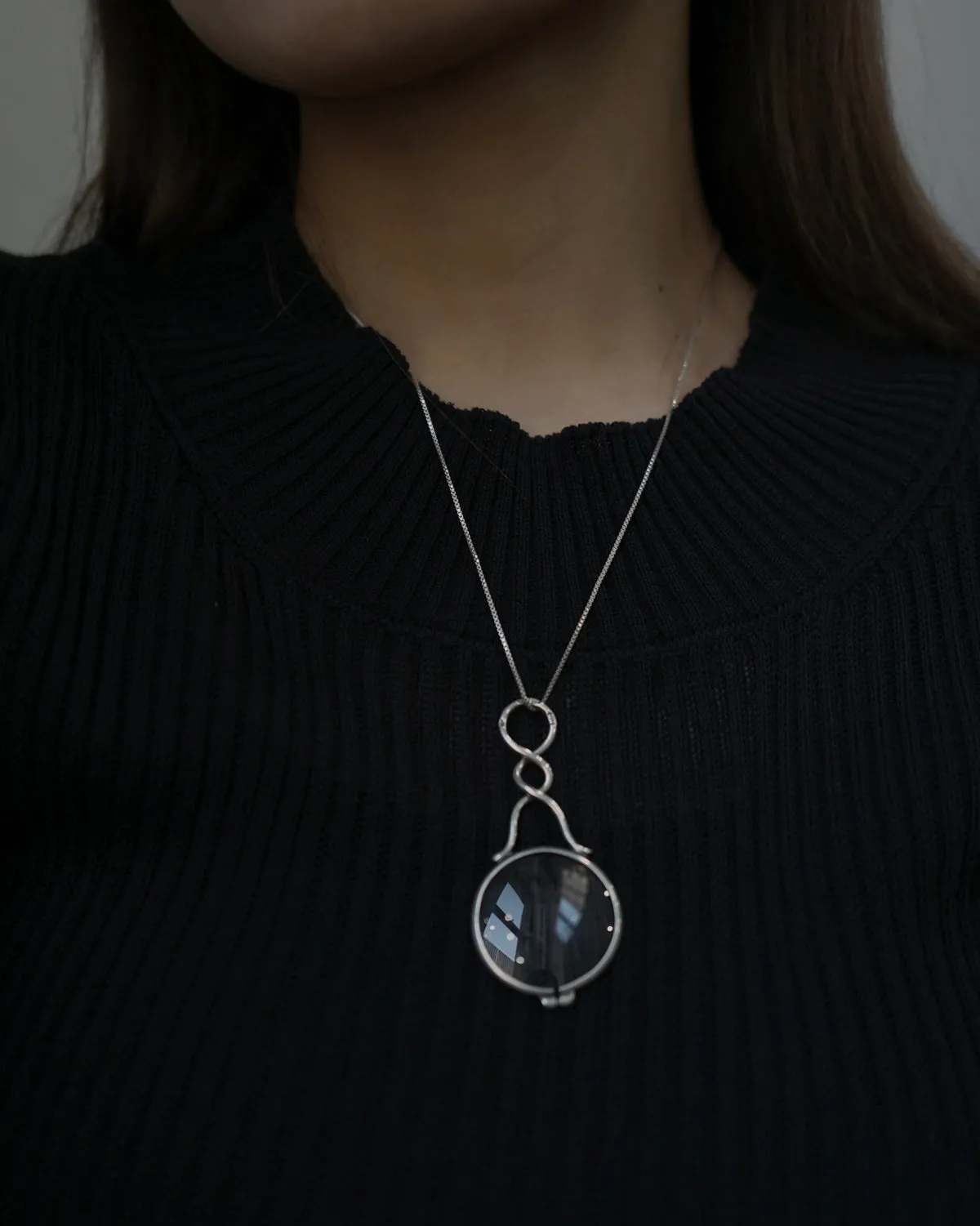 Silver Necklace w/ Magnifying Glass Charm