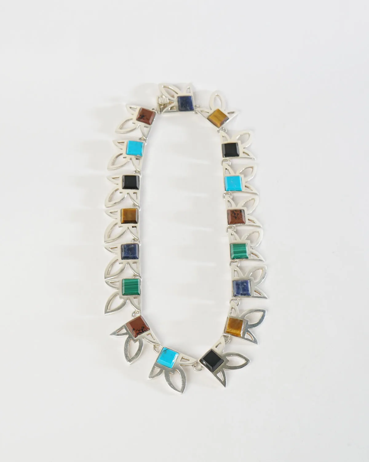 Silver Necklace w/ Multi Stones