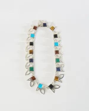 Silver Necklace w/ Multi Stones