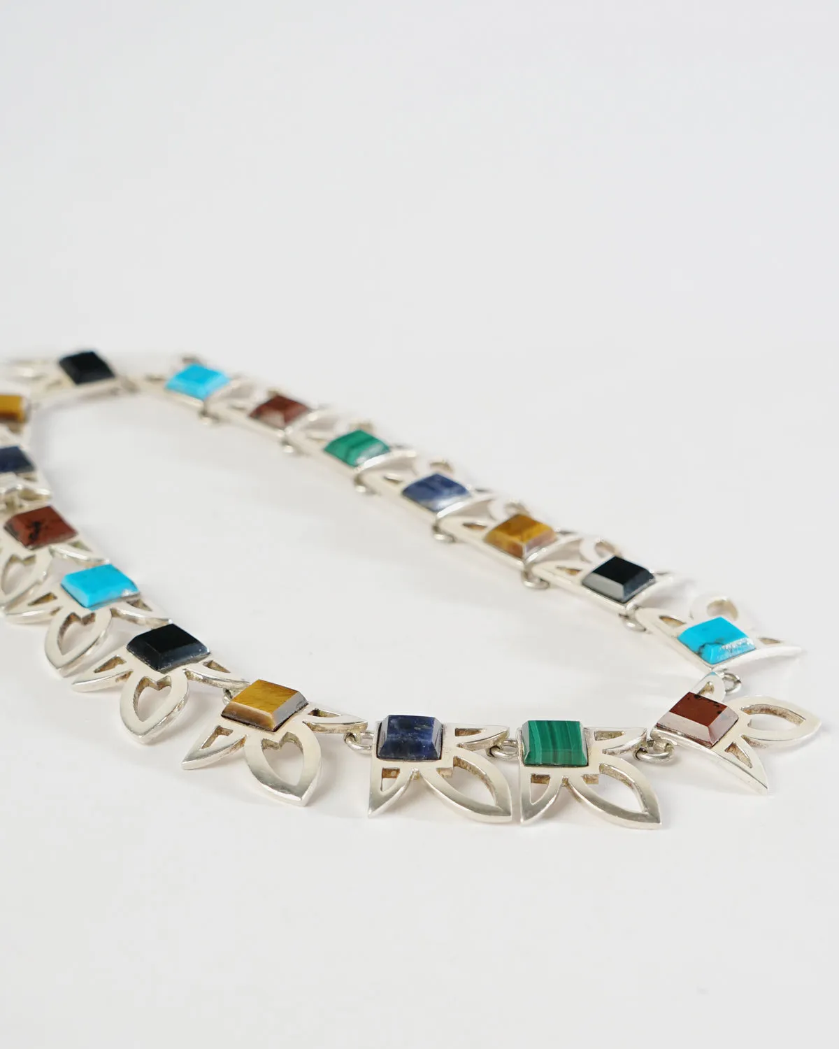 Silver Necklace w/ Multi Stones