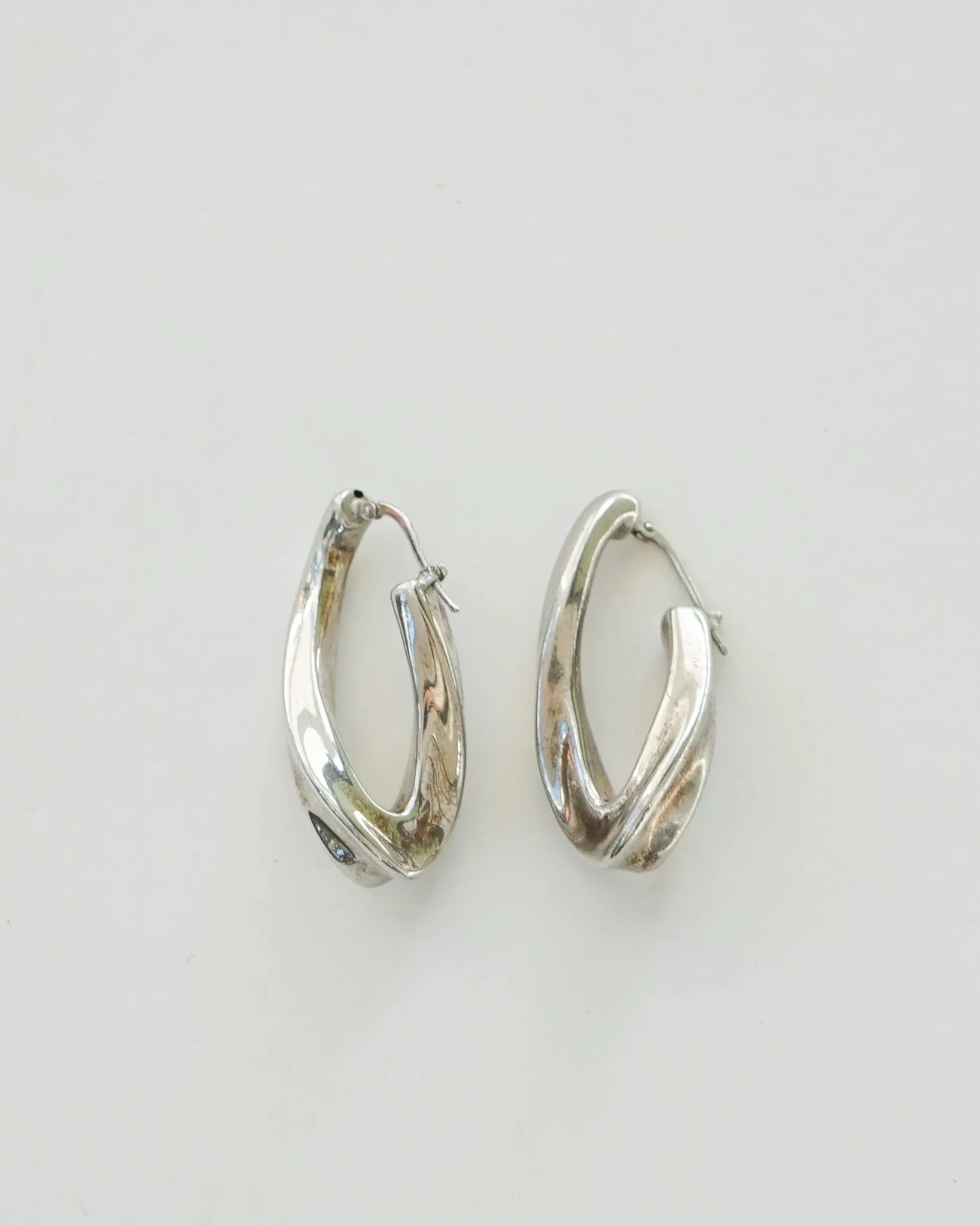 Silver Wavy Hoop Earrings