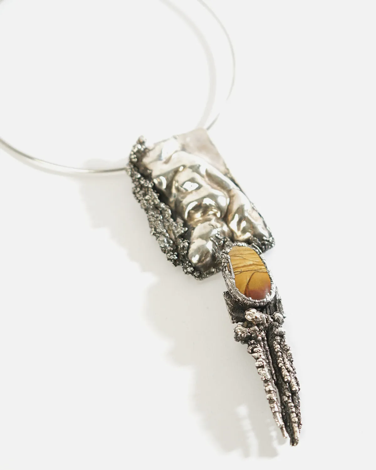 Silver x Tiger Eye Choker Necklace