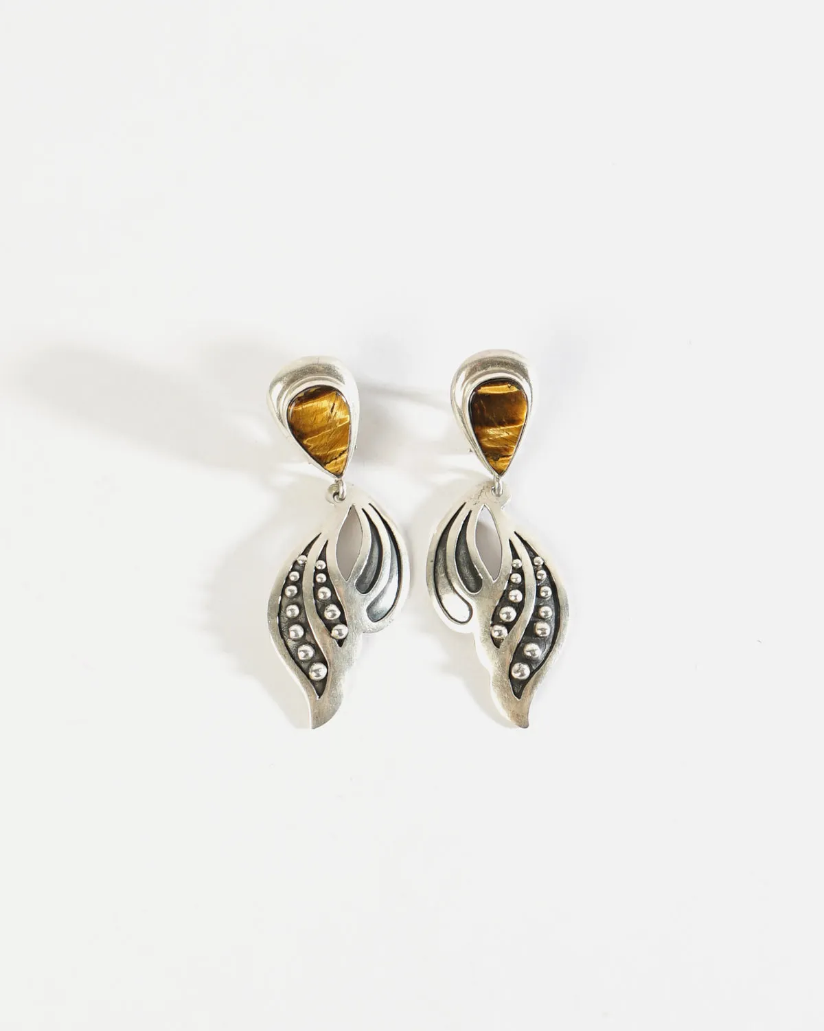 Silver x Tiger Eye Earrings