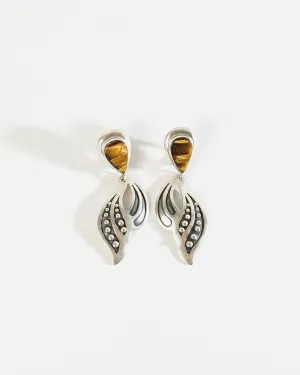 Silver x Tiger Eye Earrings