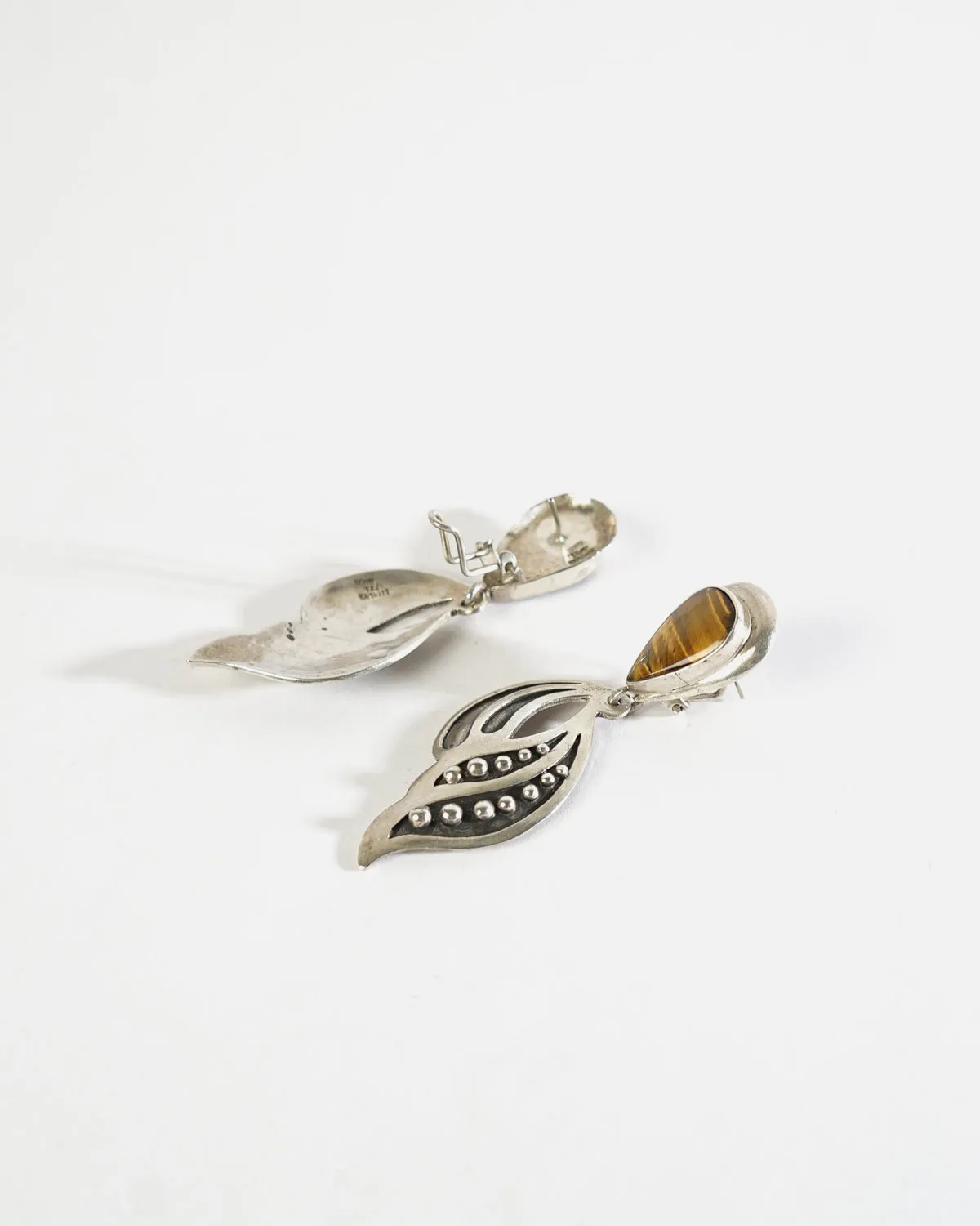 Silver x Tiger Eye Earrings