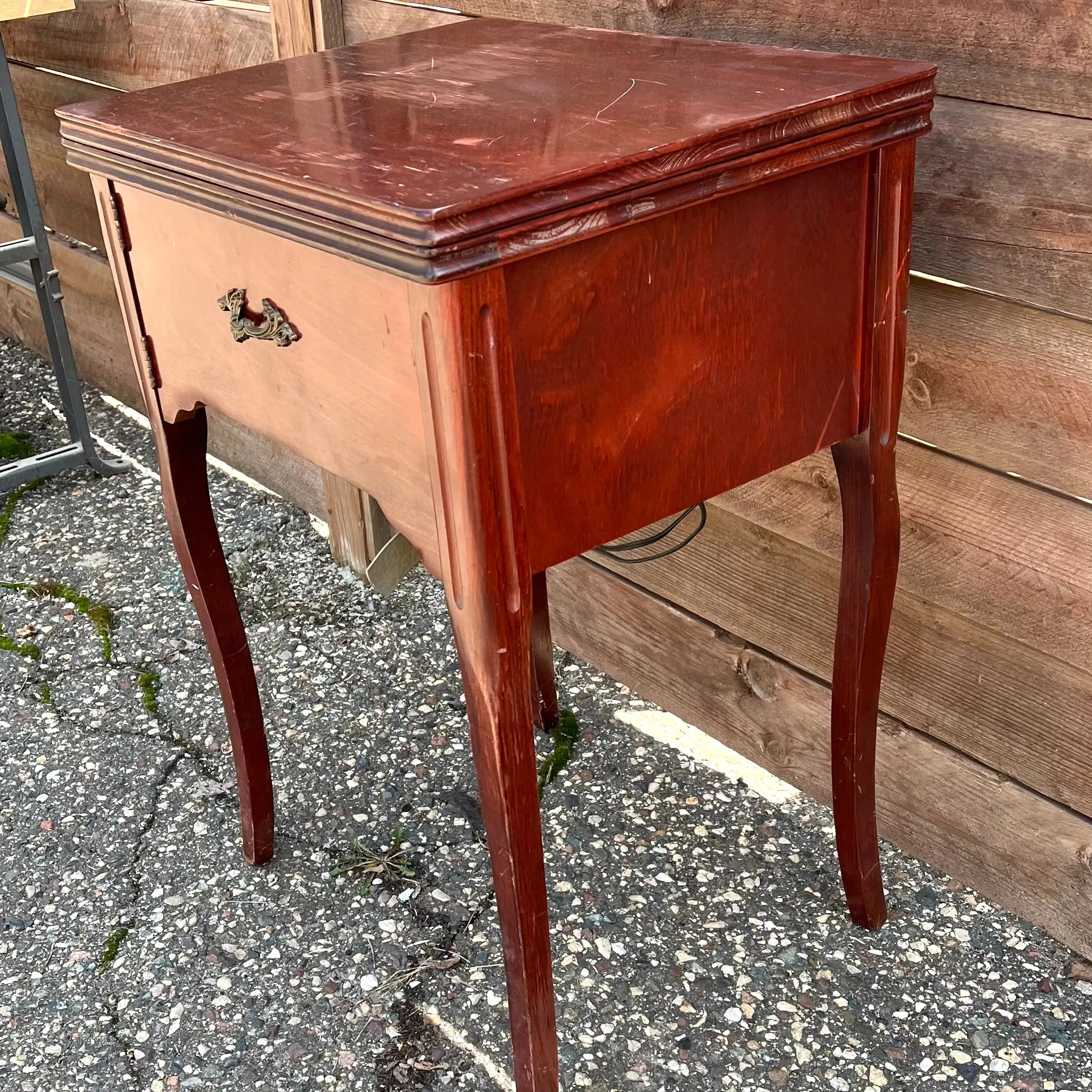 Sleek Modern Aqua Sewing Machine In Cabinet