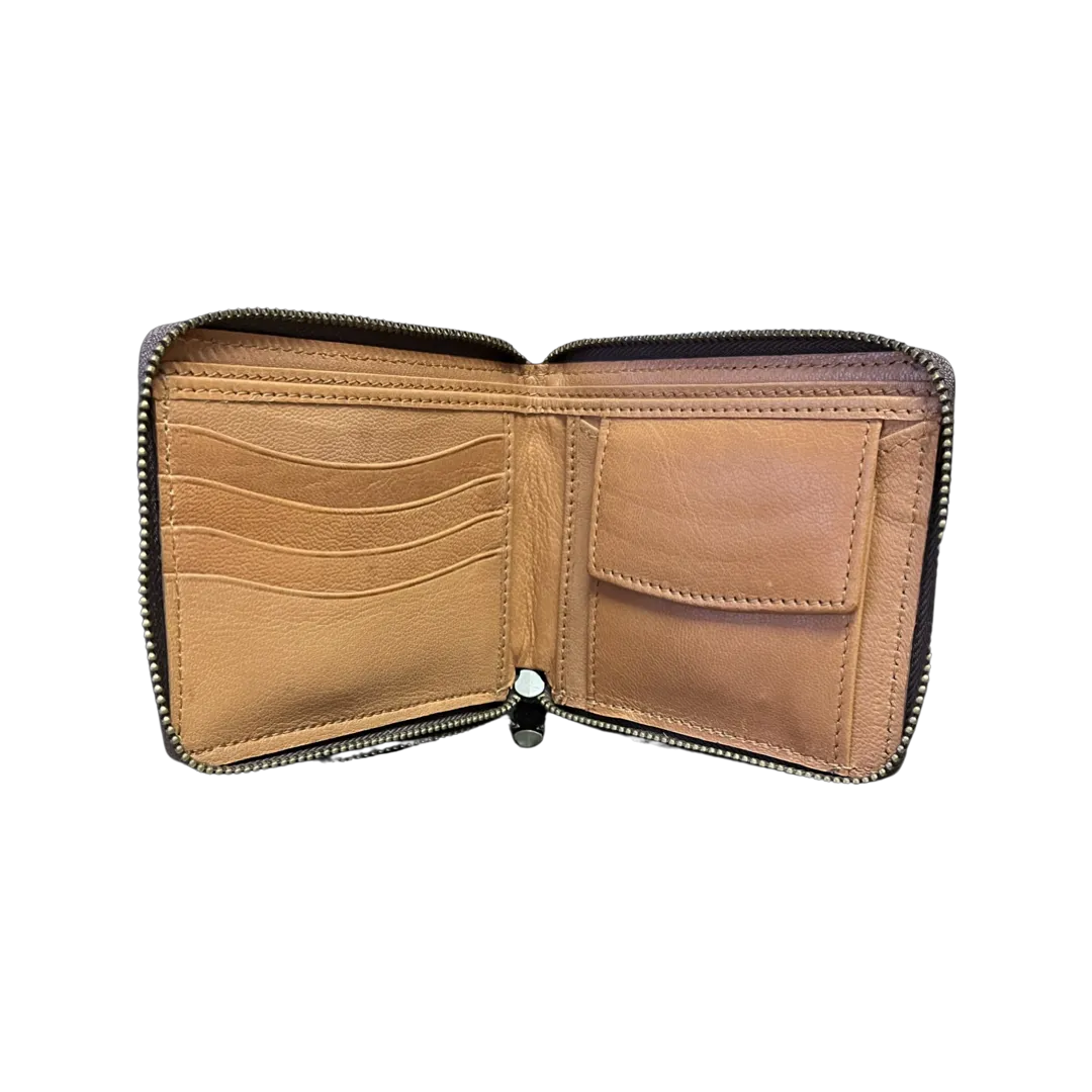 Small Cowhide Zippered Unisex Wallet