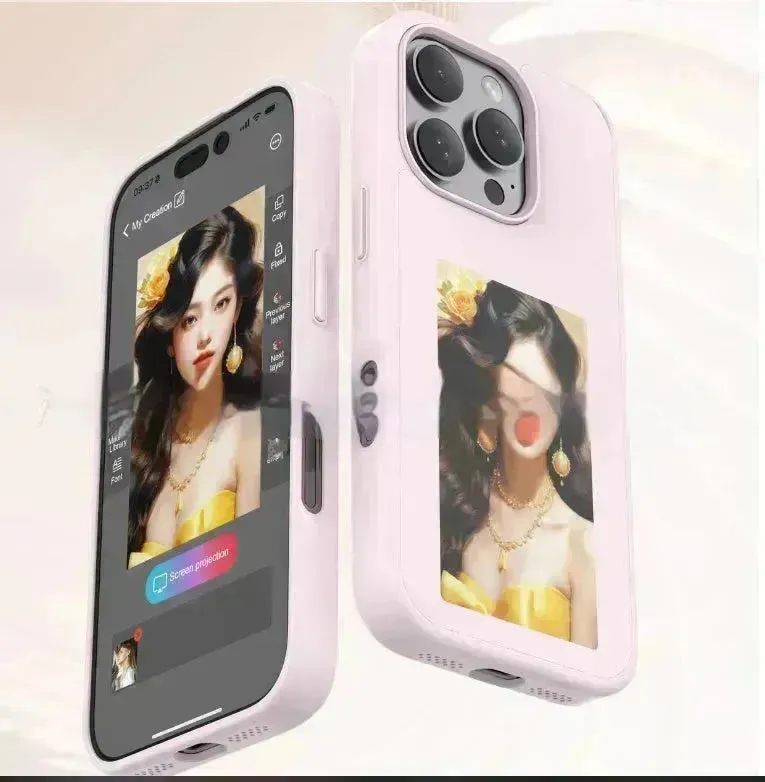 Smart Ink Screen Couple Phone Case NFC Sensor Projection Screen