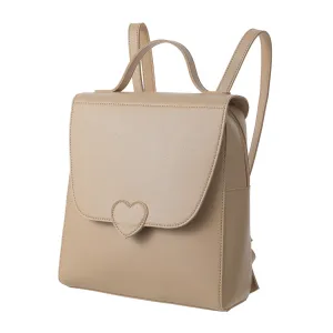 Solid Color Flap-Over Backpack(Apricot)