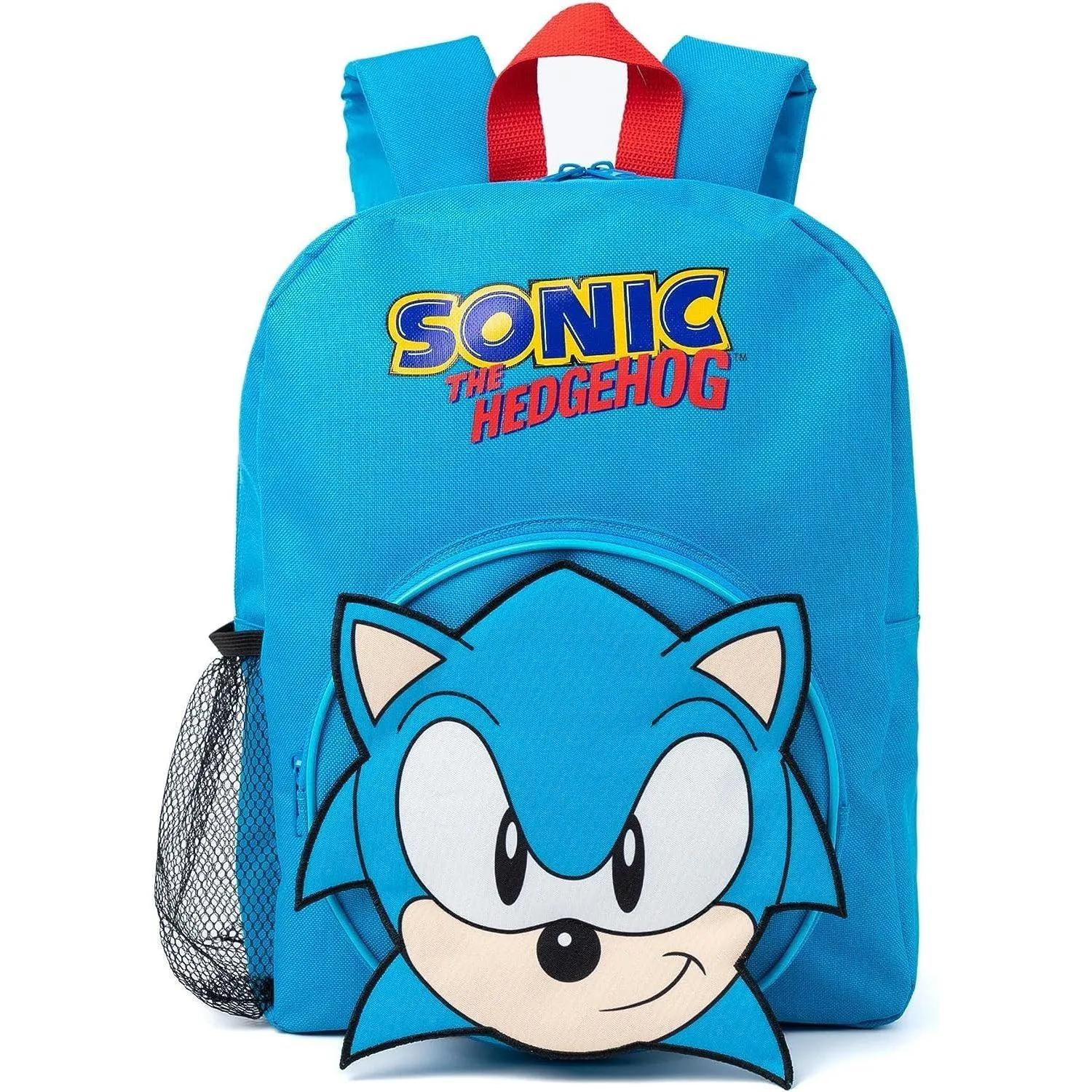 Sonic The Hedgehog Backpack Set Kids 4 Piece | Blue Tails Animated Character School Bag Lunch Box Pencil Case Water Bottle