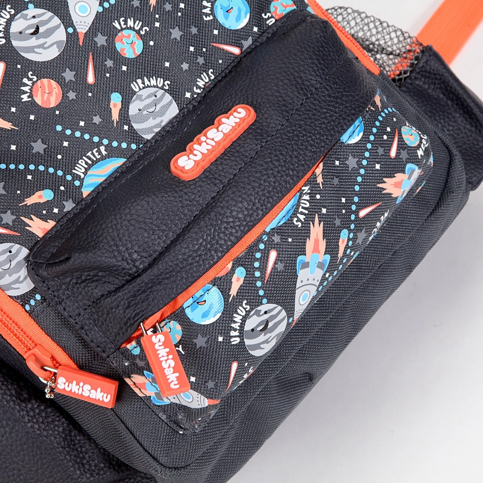 Space Design Backpack with Front Pocket for Kids