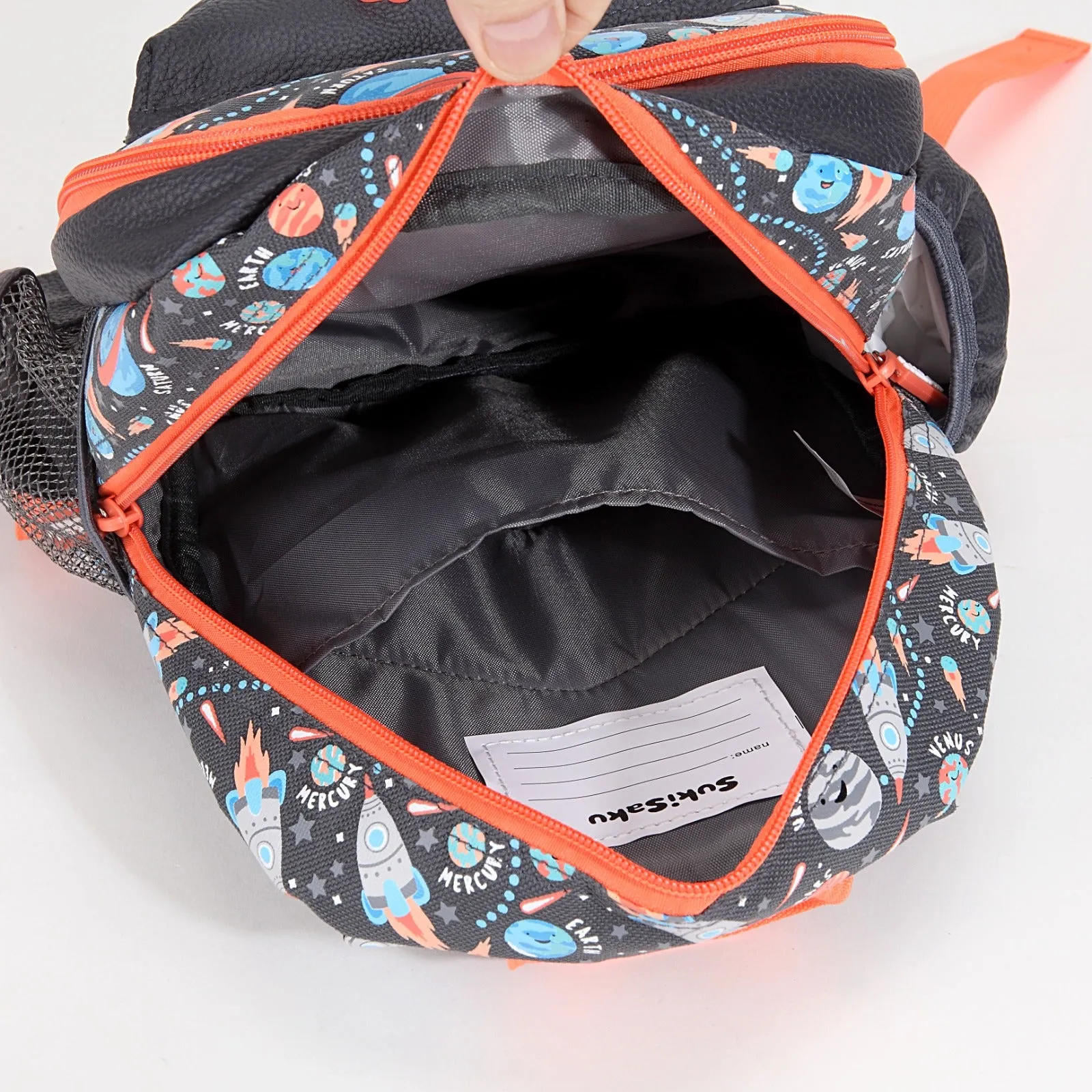 Space Design Backpack with Front Pocket for Kids