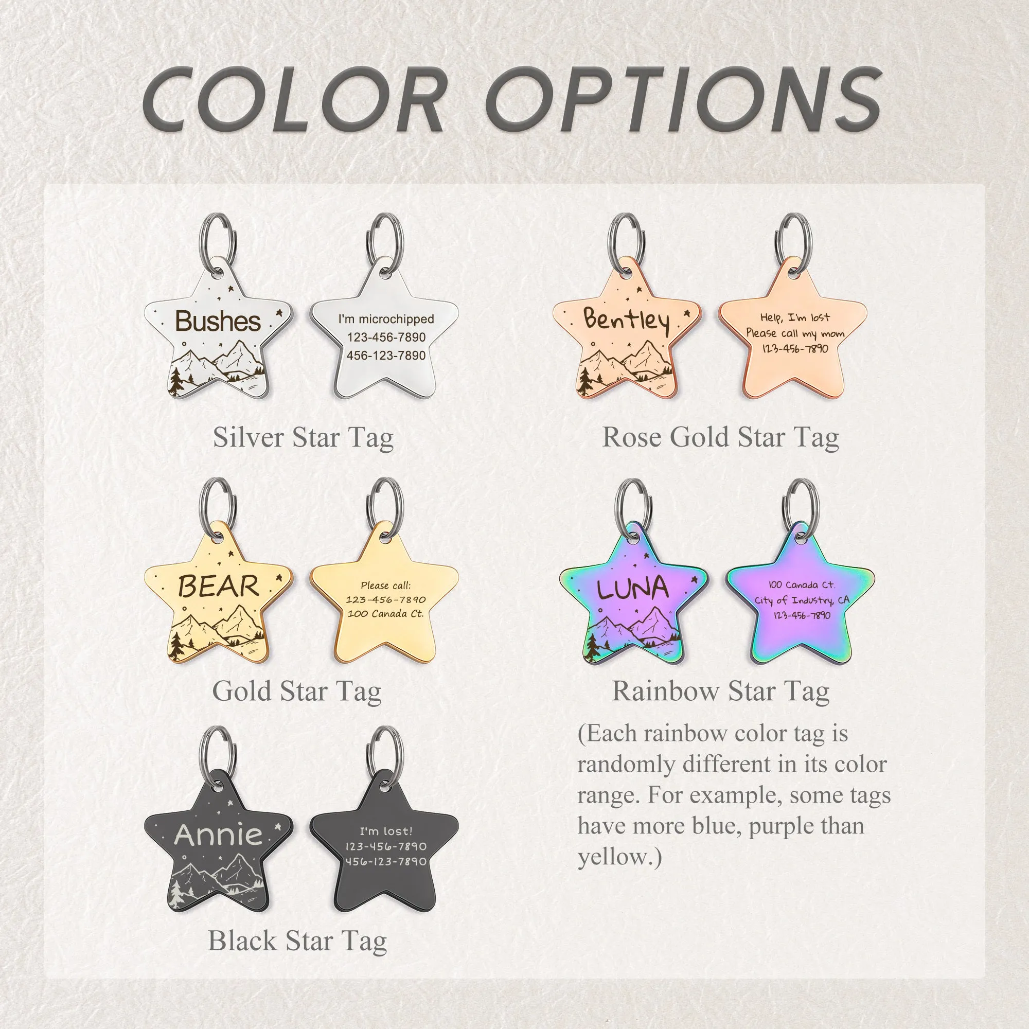 Star Shaped Mountain Starry Sky Themed Pet Tag