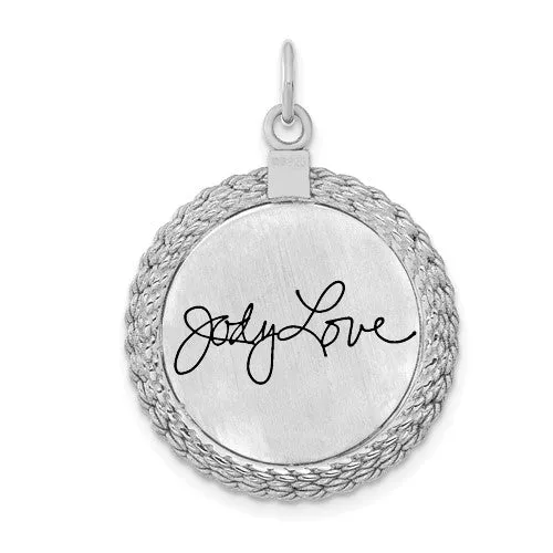 Sterling Silver Fingerprint Circle Pendant With Rope