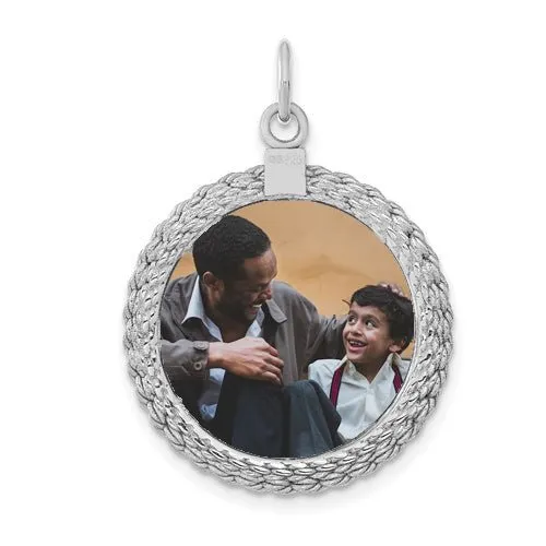 Sterling Silver Fingerprint Circle Pendant With Rope