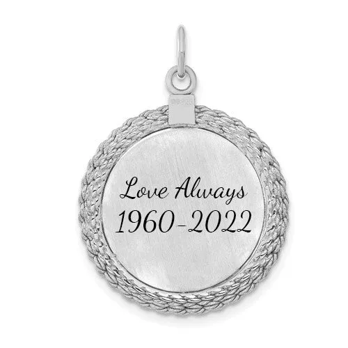 Sterling Silver Fingerprint Circle Pendant With Rope