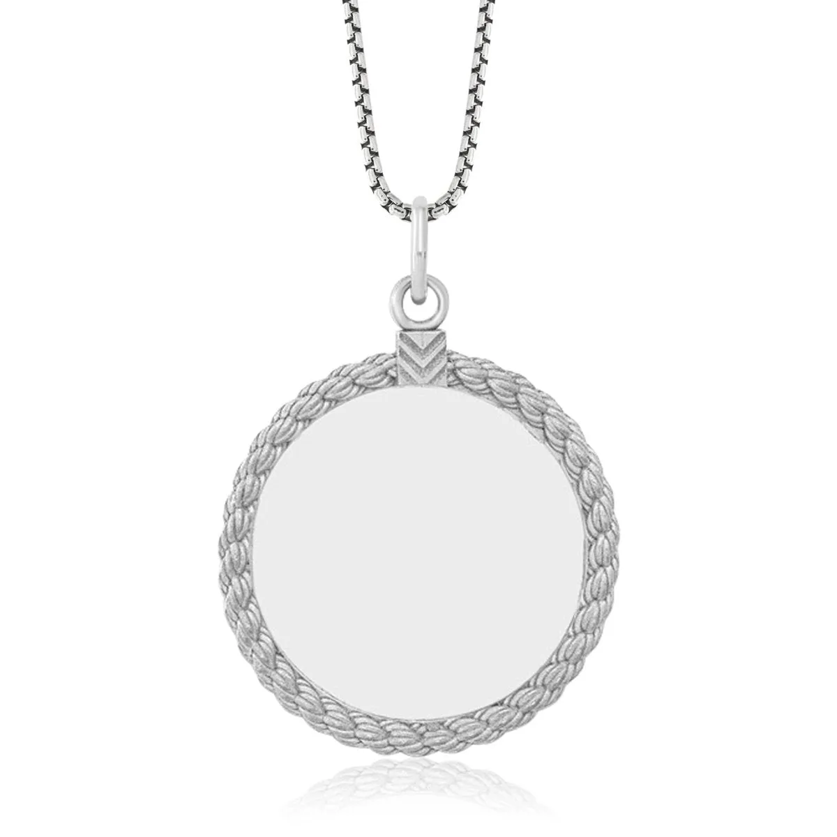 Sterling Silver Fingerprint Circle Pendant With Rope