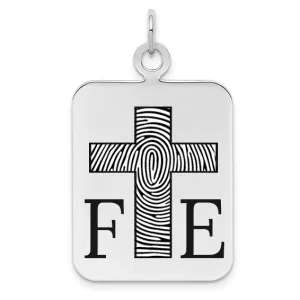 Sterling Silver Fingerprint Rectangle Pendant