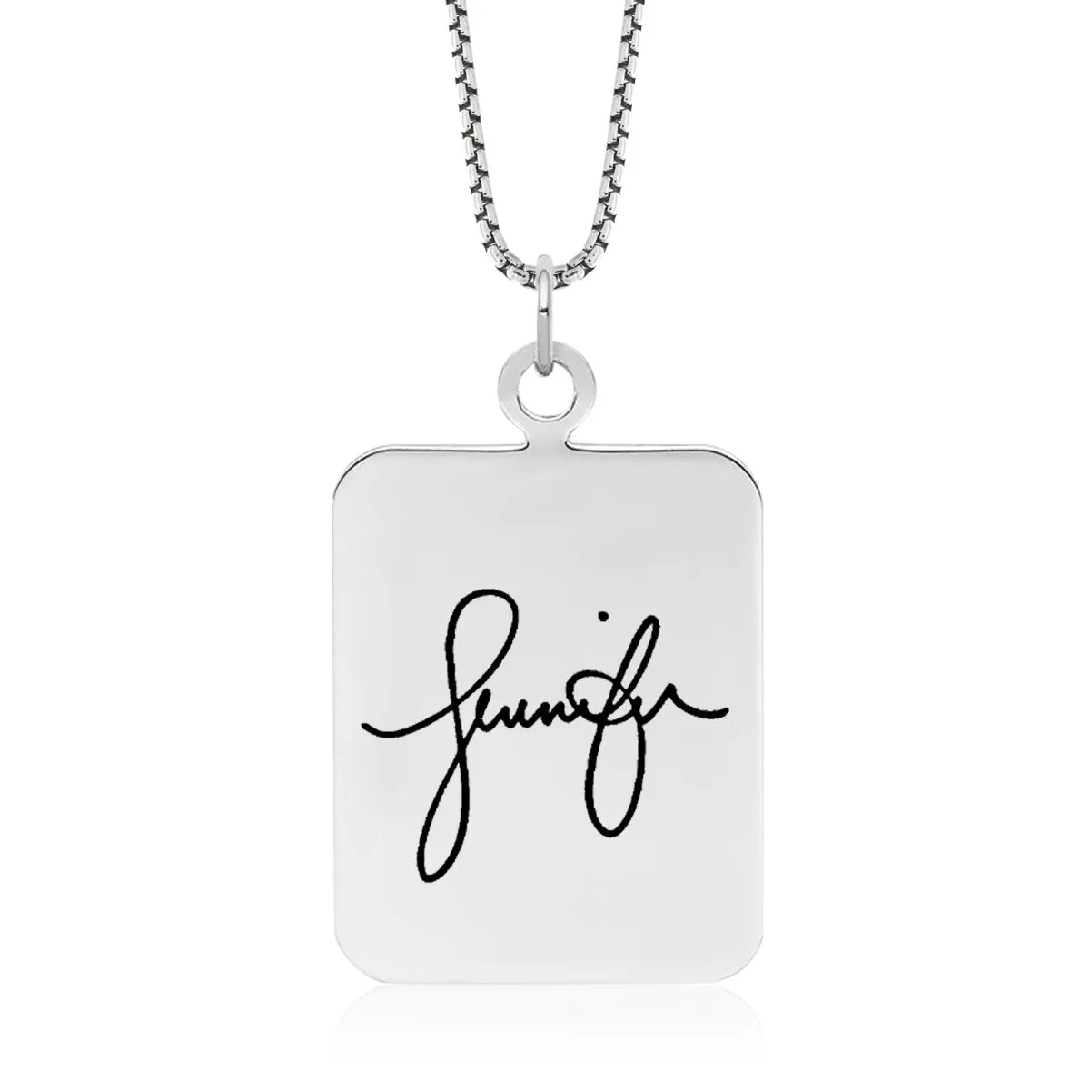 Sterling Silver Fingerprint Rectangle Pendant