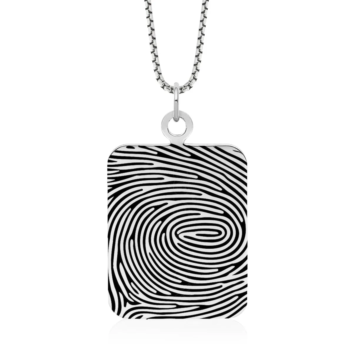 Sterling Silver Fingerprint Rectangle Pendant