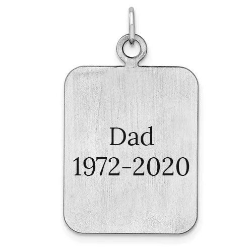 Sterling Silver Fingerprint Rectangle Pendant