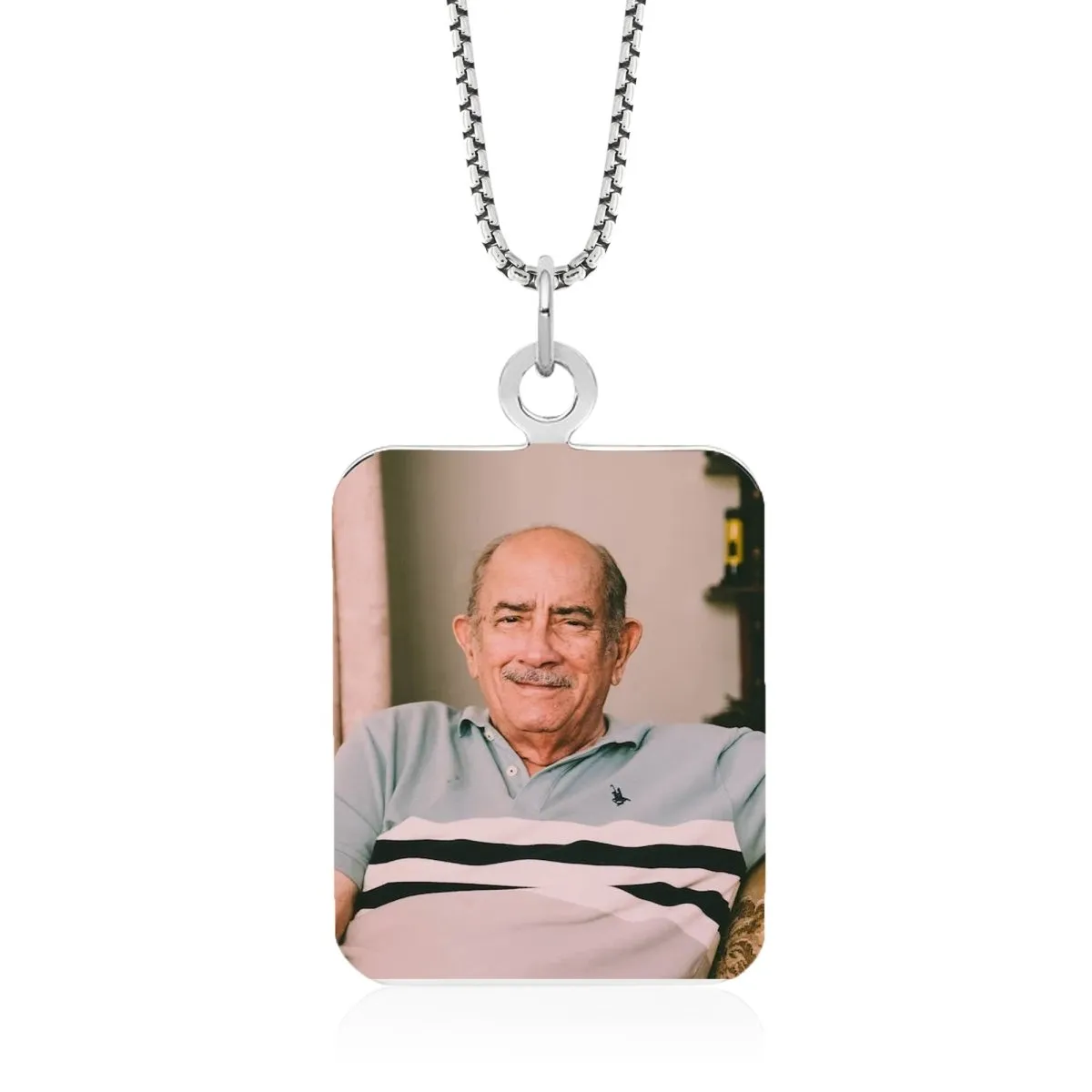 Sterling Silver Fingerprint Rectangle Pendant