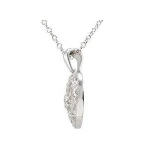 Sterling Silver Vintage Inspired Diamond Heart 18" Necklace