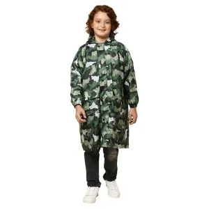 THE CLOWNFISH Felix Series Kids Waterproof PVC Longcoat with Adjustable Hood & Extra Space for Backpack/Schoolbag Holding. Plastic Pouch. Kid Age-9-10 years (Size-36-Light Blue)