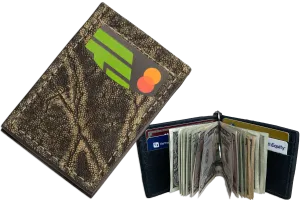Tree Bark Elephant Bifold Slim Profile Wallet With Money Clip