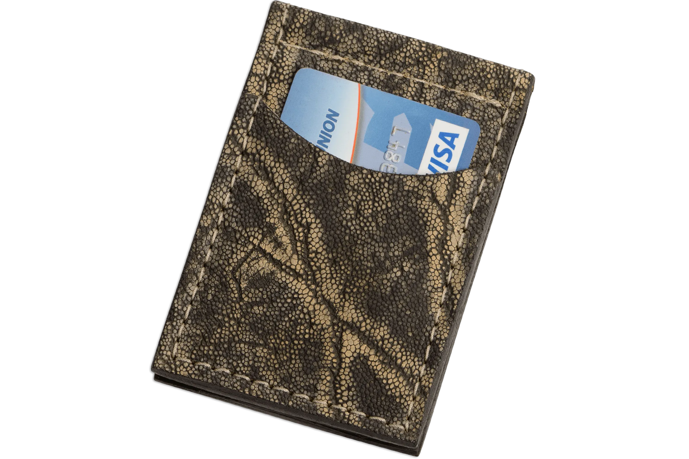 Tree Bark Elephant Bifold Slim Profile Wallet With Money Clip